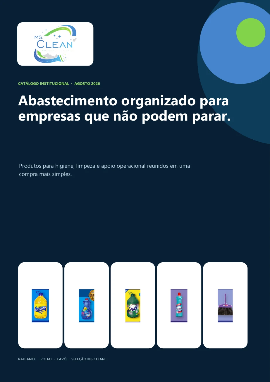 Capa do catálogo institucional MS Clean